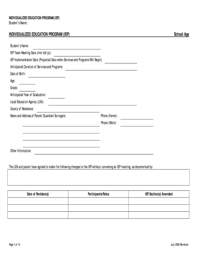 Iep Template - Fill Online, Printable, Fillable, Blank With Regard To Blank Iep Template