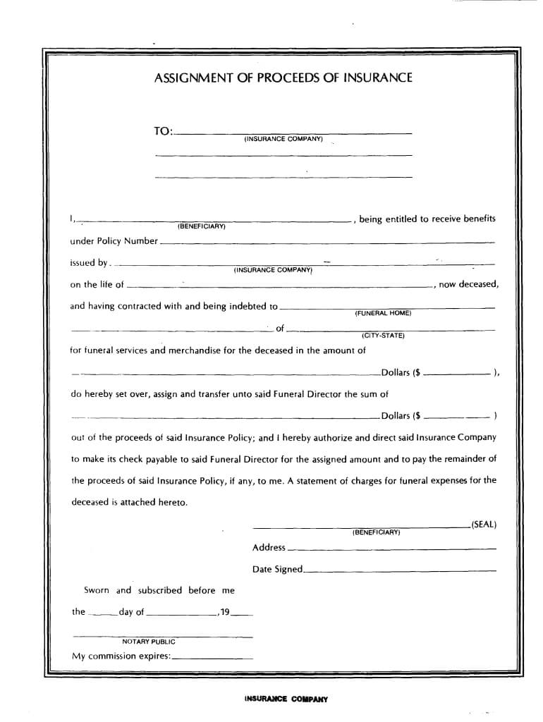 Insurance Assignment Form - Fill Online, Printable, Fillable Throughout Assignment Of Benefits Form Template