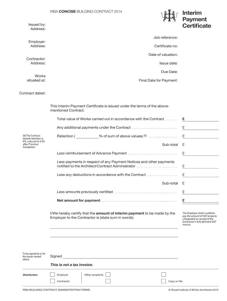 Interim Certificate – Fill Online, Printable, Fillable Regarding Certificate Of Payment Template