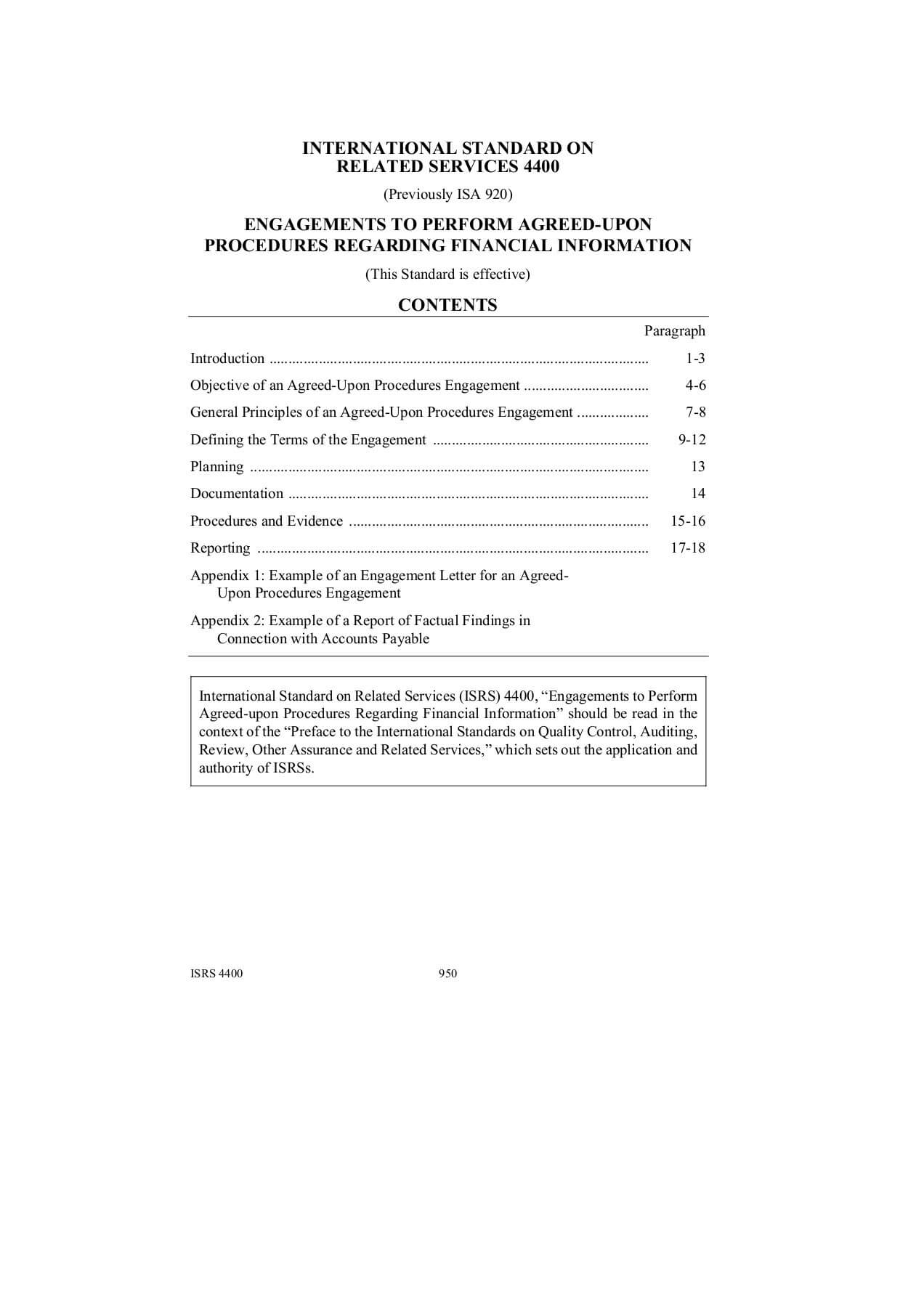 International Standard On Related Services 4400  Pages 1 With Regard To Agreed Upon Procedures Report Template