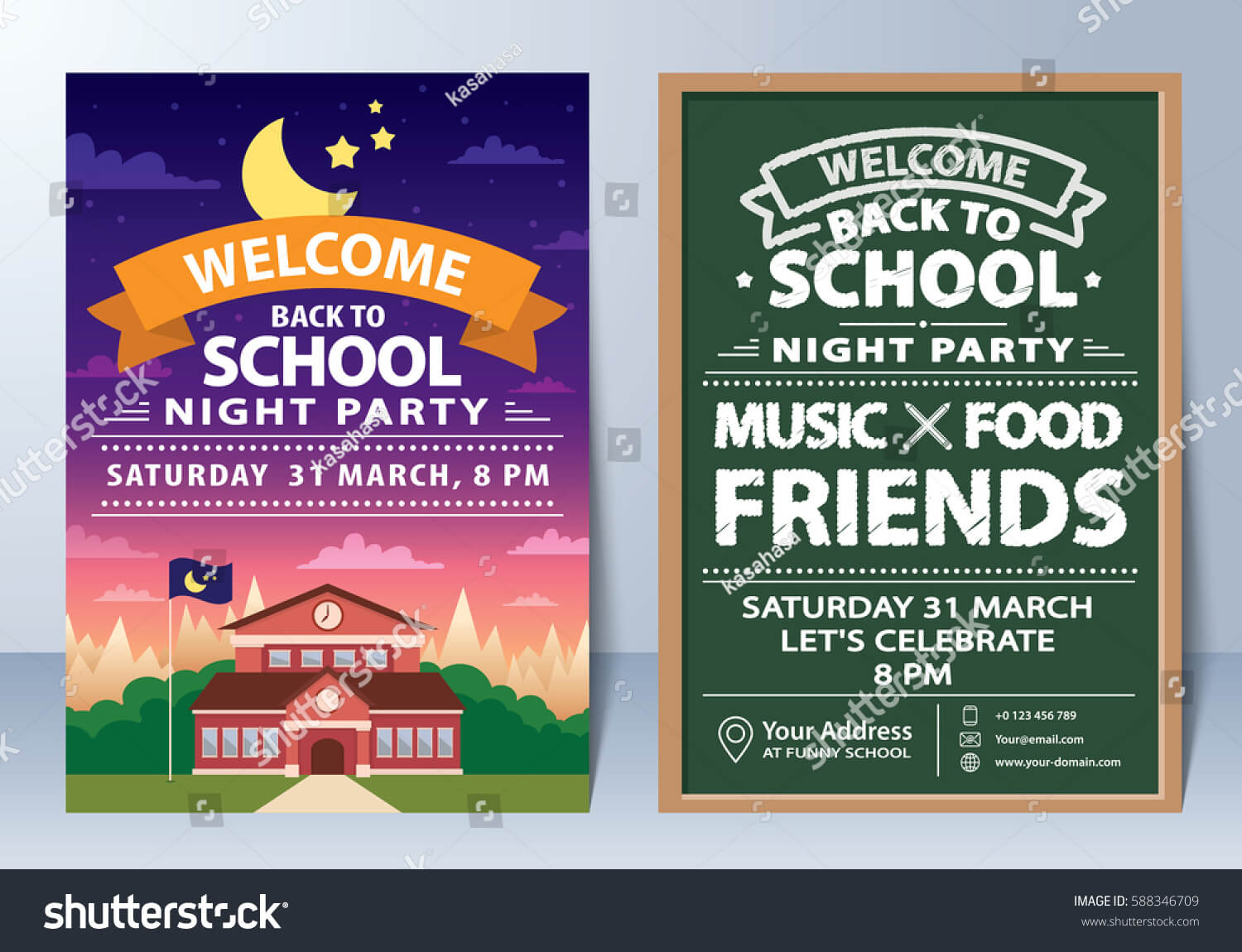 Invitation Back School Night Party Template Stock Vector With Back To School Party Flyer Template