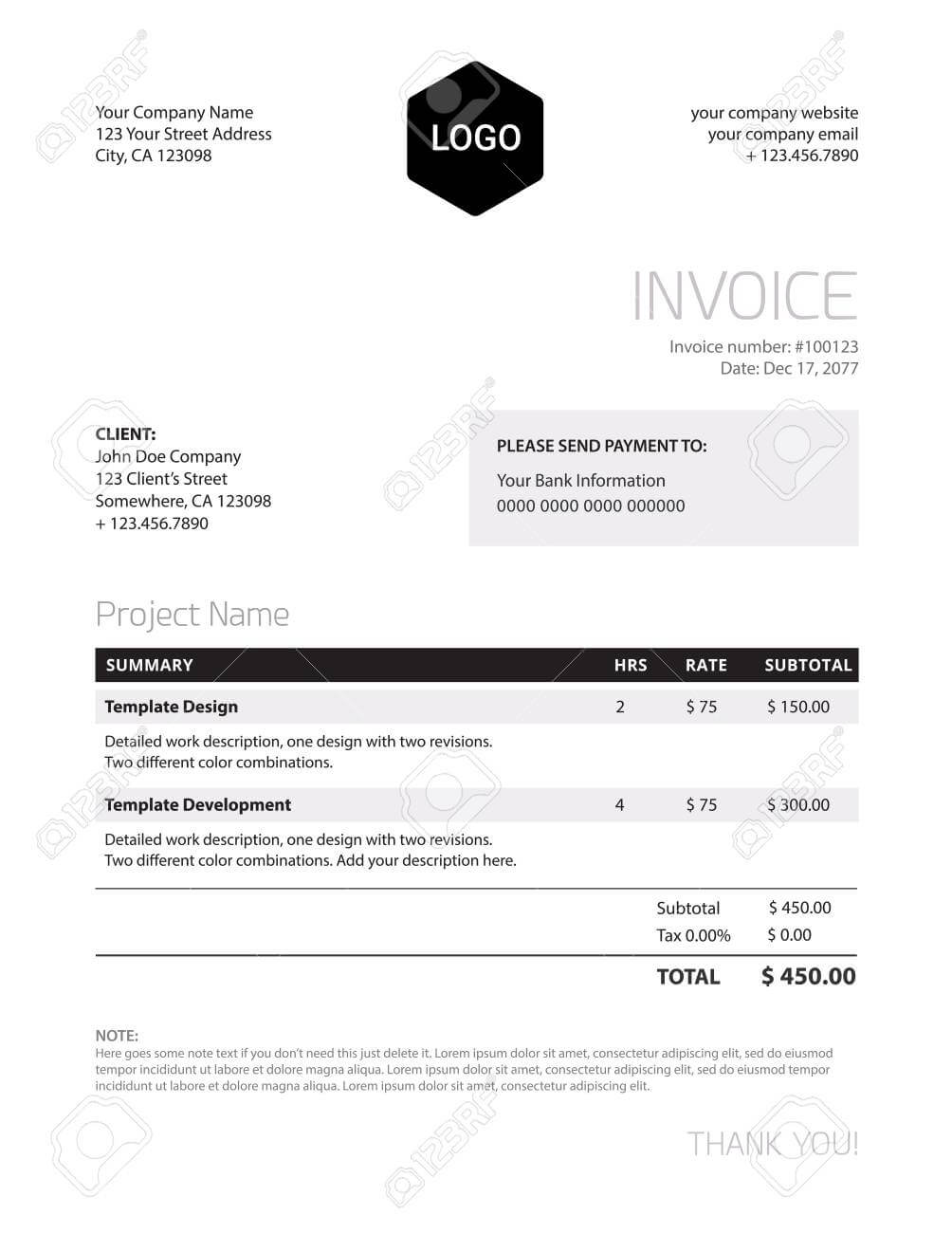 Invoice Template – Classy Black And White Business Design Template.. Throughout Black Invoice Template
