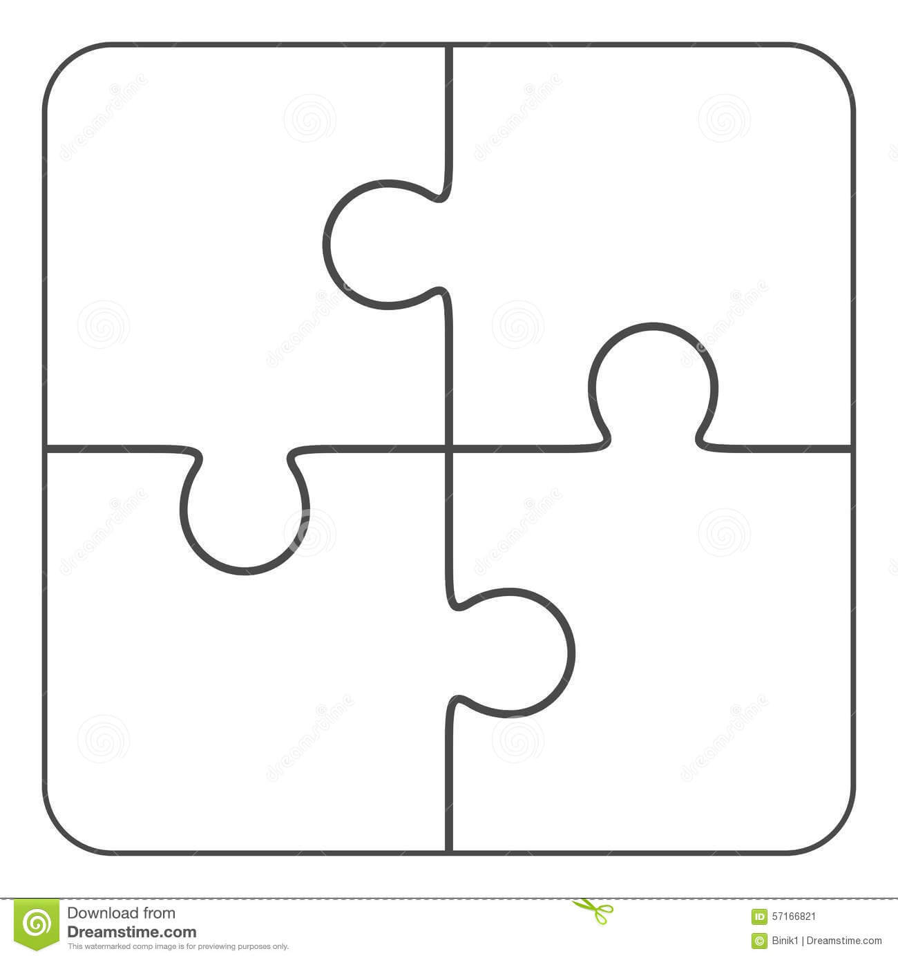 Jigsaw Puzzle Blank 2X2, Four Pieces Stock Illustration In Blank Jigsaw Piece Template