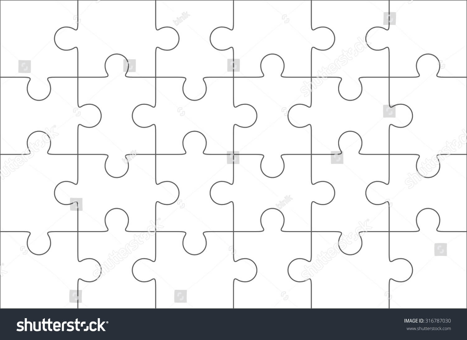 Jigsaw Puzzle Blank Template 6X4 Elements Stock Vector Intended For Blank Jigsaw Piece Template