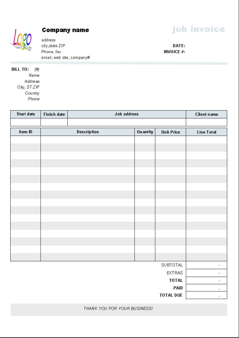 Job Receipt Template – Colona.rsd7 Intended For Car Service Invoice Template Free Download