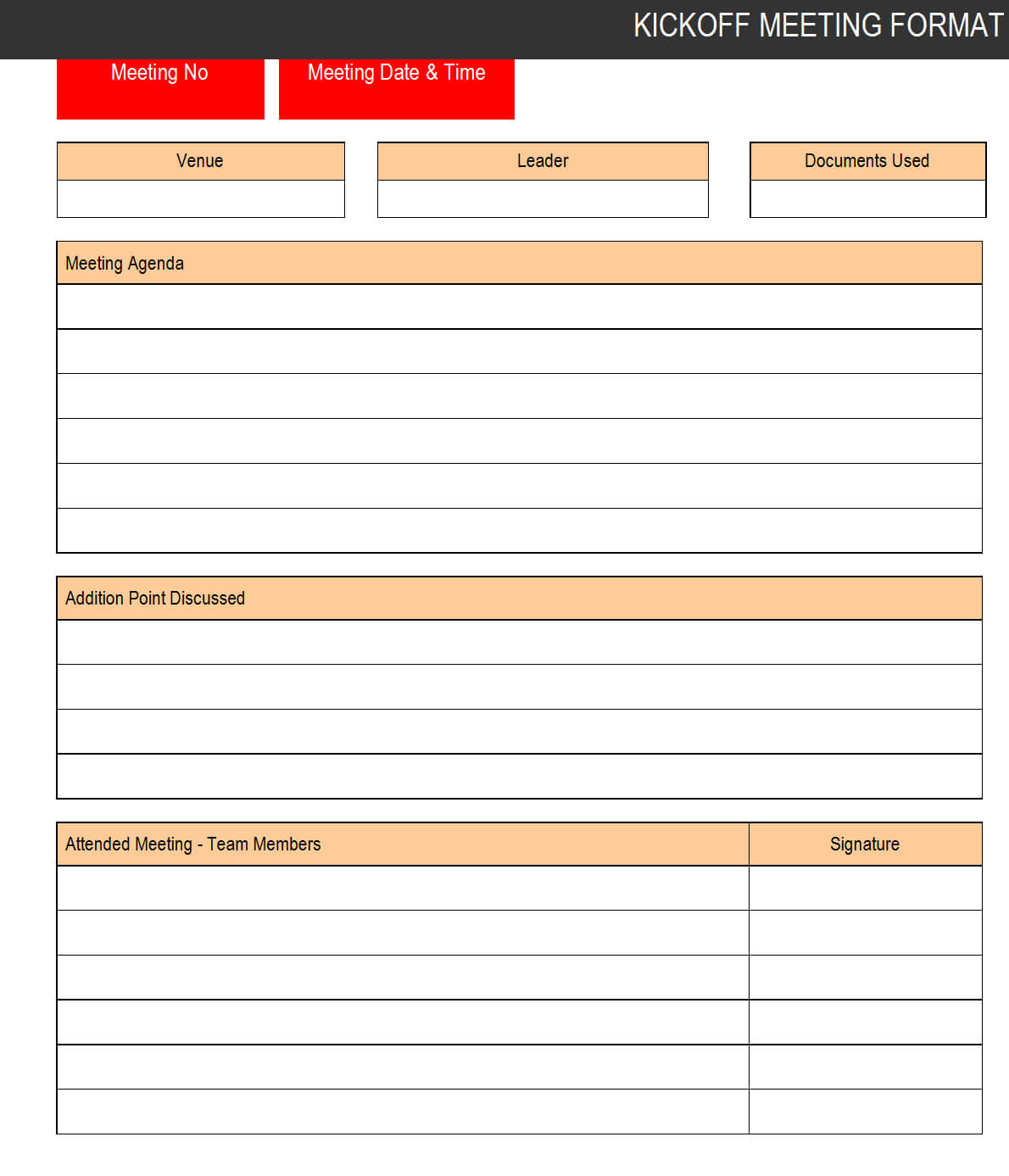 Kickoff Meeting Format – With Regard To Agendas For Meetings Templates Free