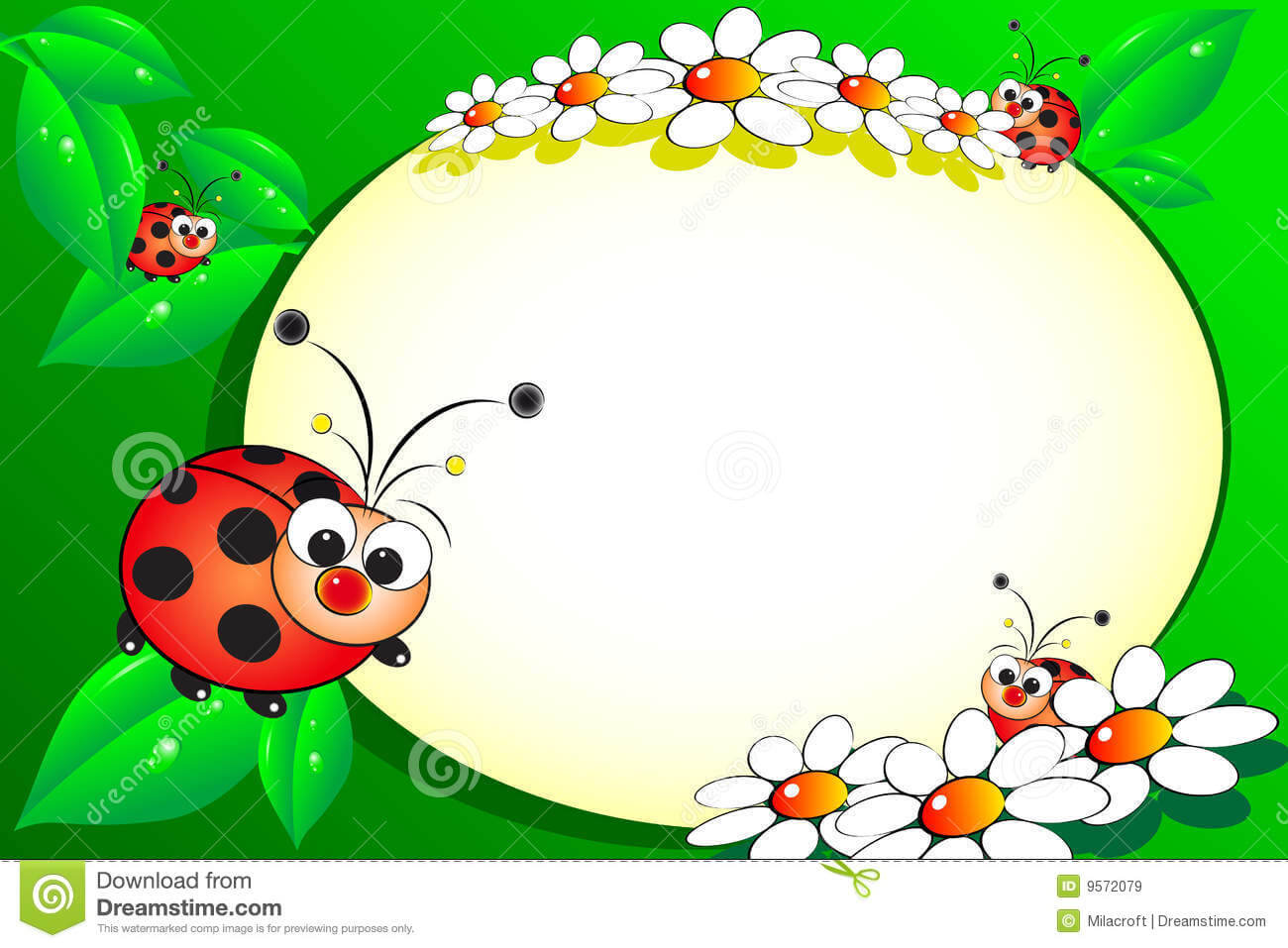 Kid Scrapbook With Blank Frame Message Stock Vector For Blank Ladybug Template