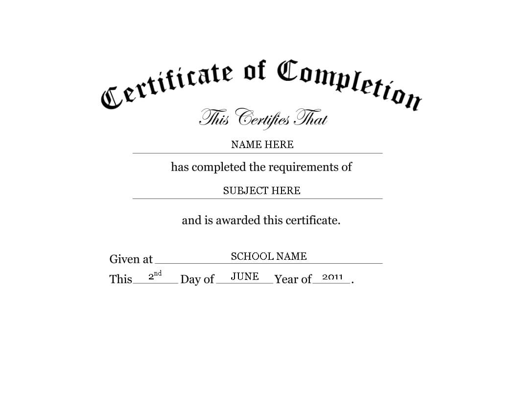 Kindergarten Preschool Certificate Of Completion Word Within Certificate Of Completion Word Template