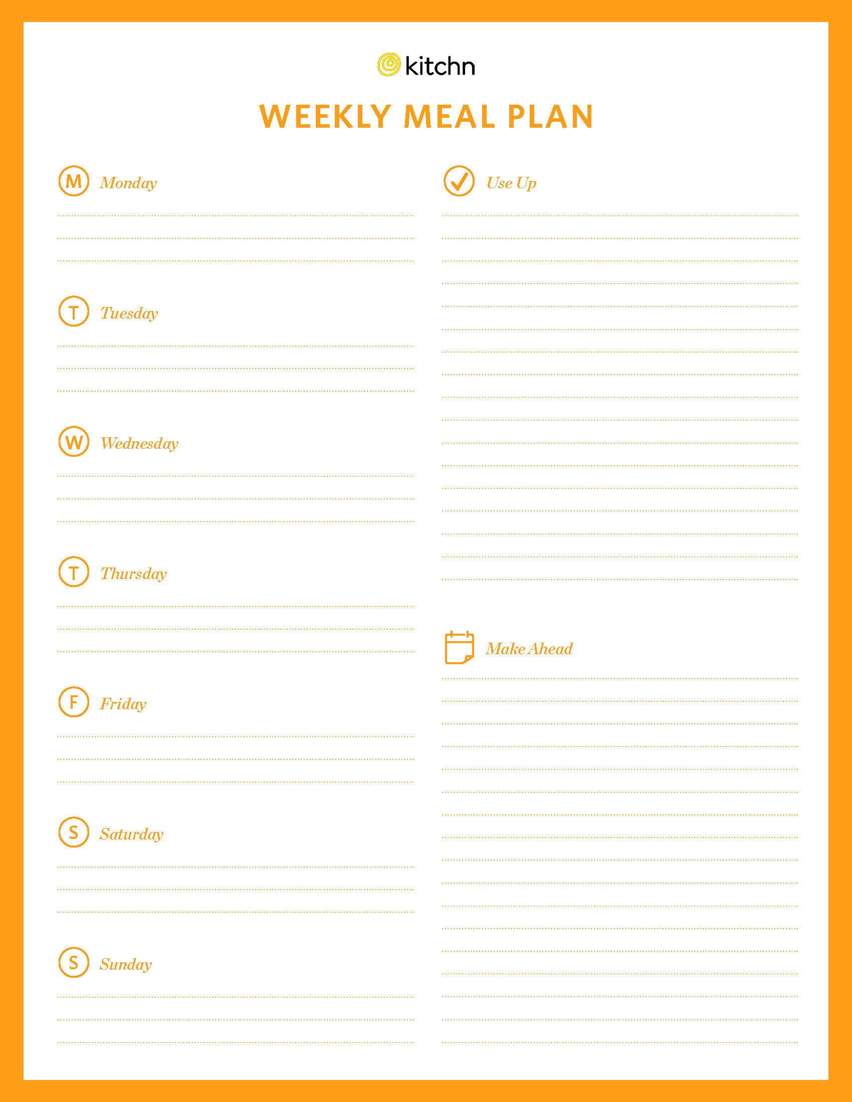 Kitchn's Meal Plan Template | Kitchn Within Blank Meal Plan Template