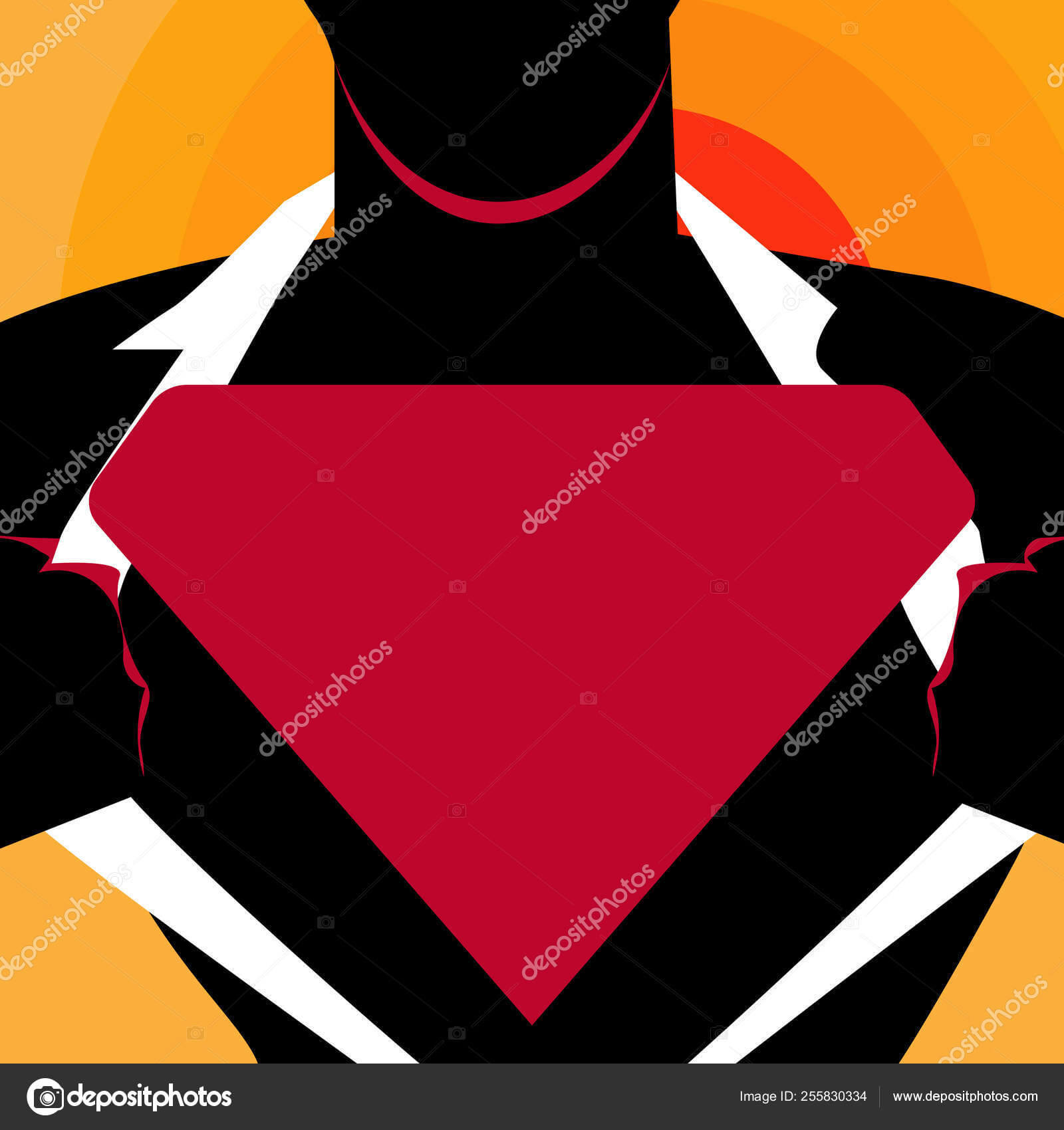 Man In Superman Pose Opening Shirt To Reveal Blank With Blank Superman Logo Template
