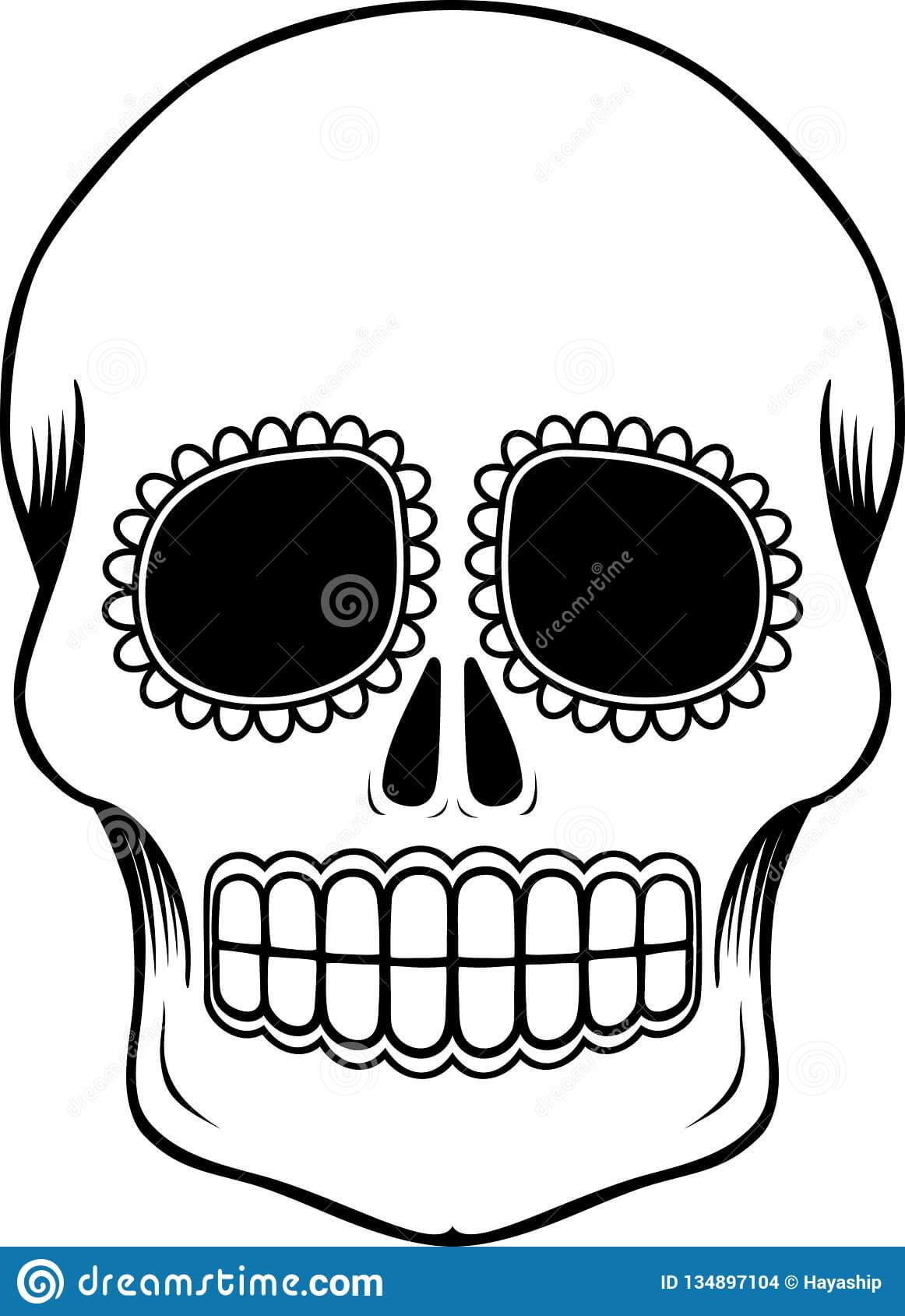 Mexican Sugar Skull Template Stock Vector – Illustration Of Regarding Blank Sugar Skull Template