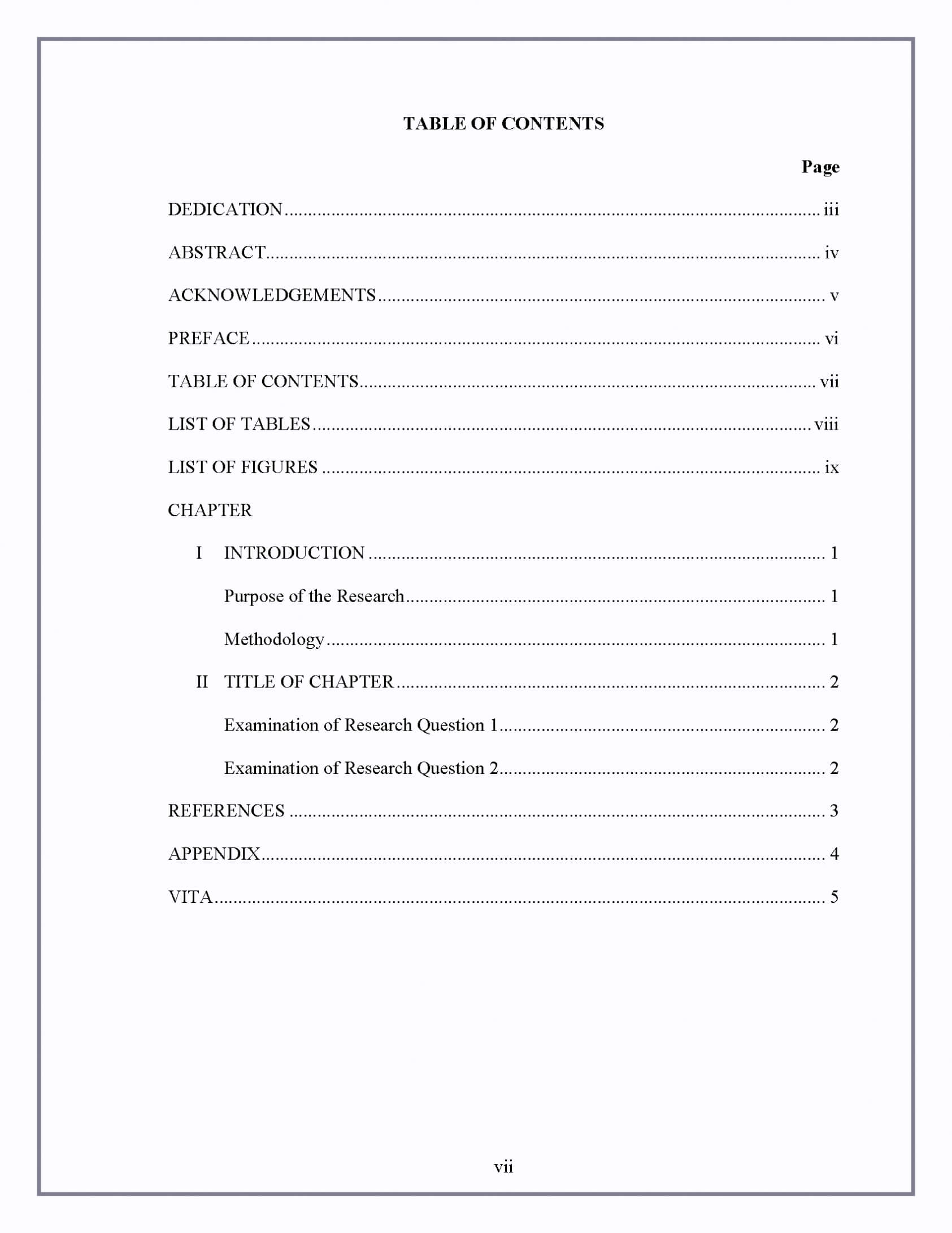 Microsoft Word Table Of Contents Template Blank With Regard To Blank Table Of Contents Template