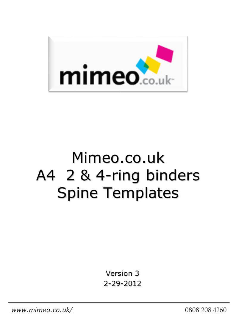 Mimeo.co.uk A4 2 & 4 Ring Binders Spine Templates Version Within 2 Inch Binder Spine Template