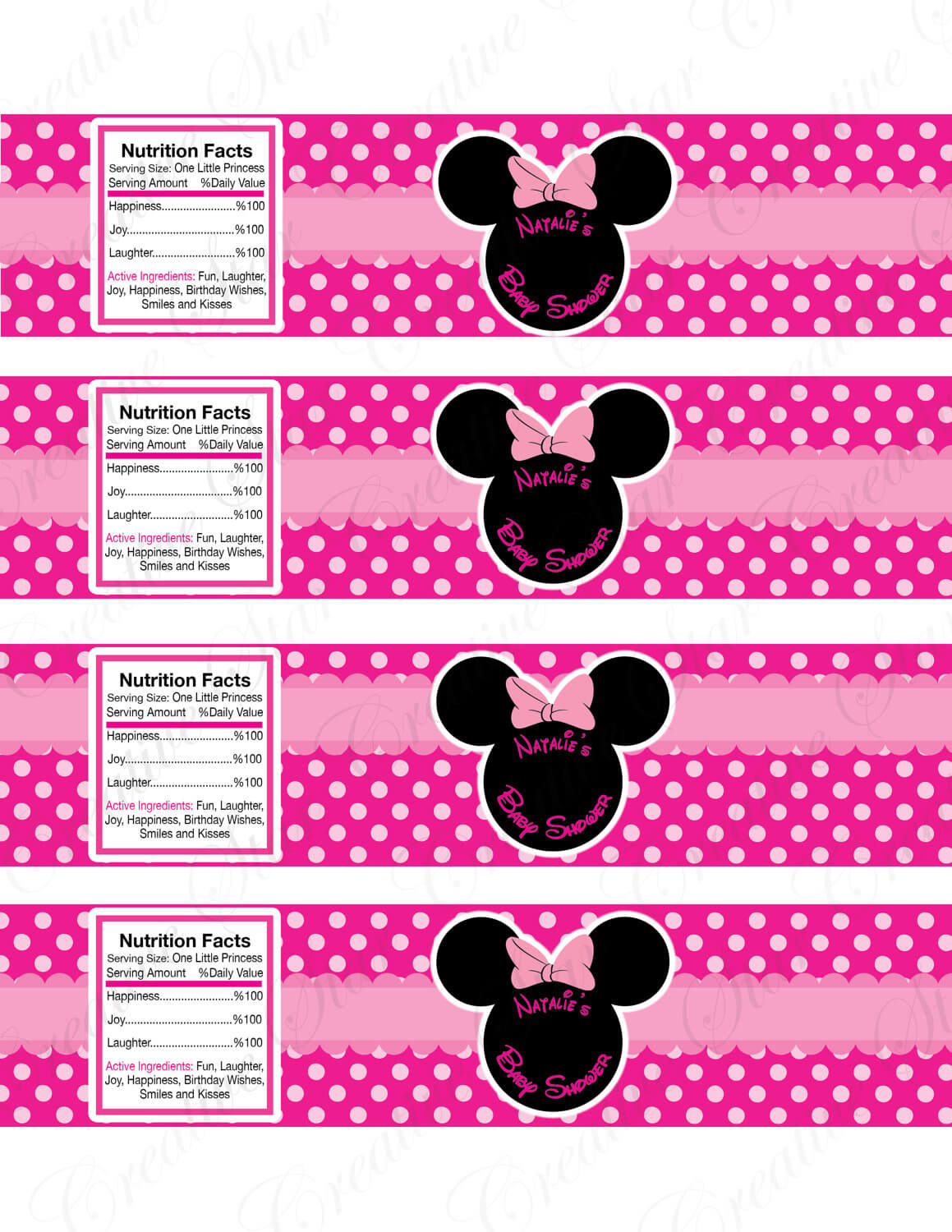 Minnie Mouse Water Bottle Labels For Baby Shower • Baby With Regard To Baby Shower Bottle Labels Template