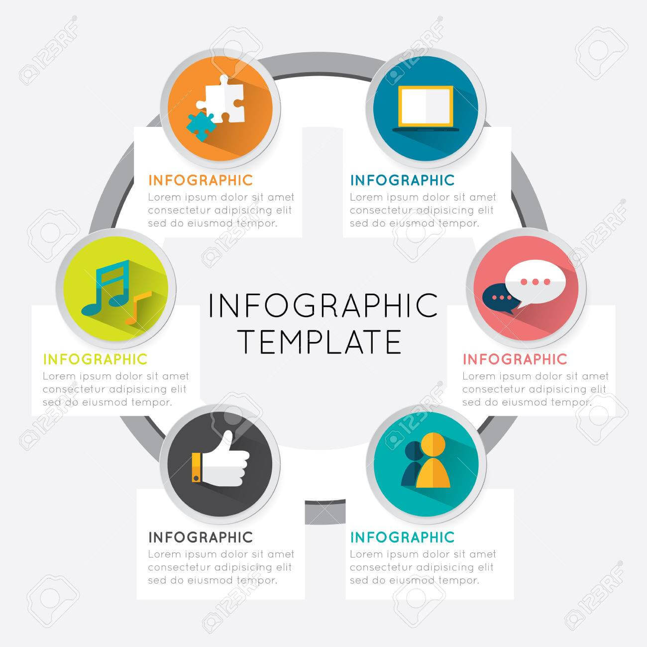 Modern Infographic Template Circle Style Options Five Banner.. For Adobe Illustrator Infographic Templates