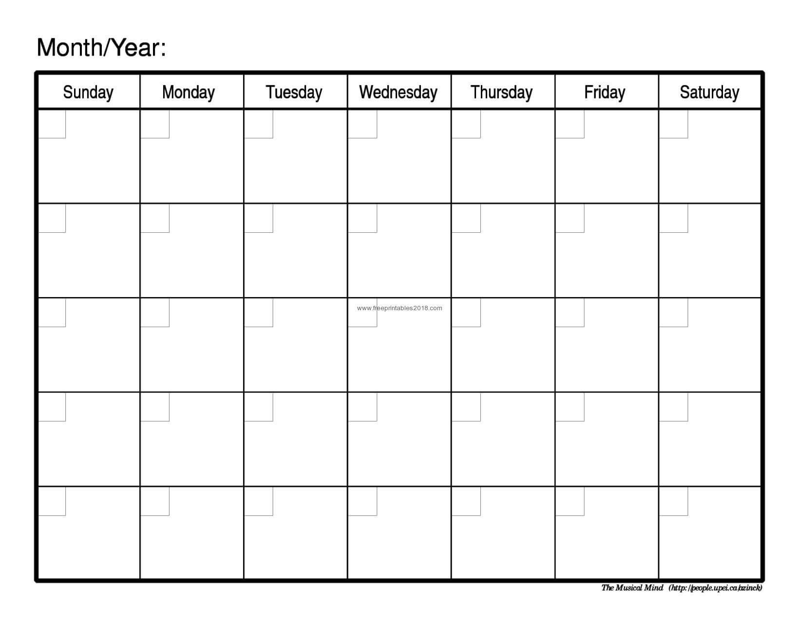 Month Templates – Tunu.redmini.co Within Blank Activity Calendar Template