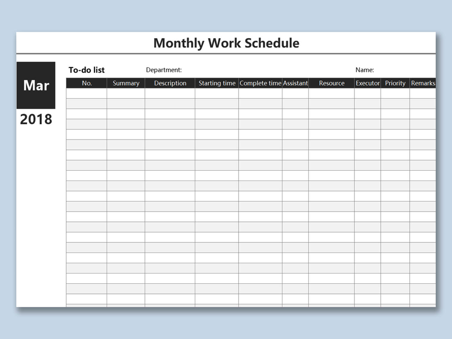 Monthly Work Planner Spreadsheet Hours Template Excel Intended For Blank Monthly Work Schedule Template