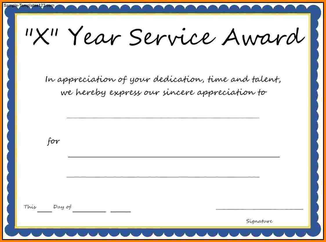 Multi Year Service Award Certificate Template With Regard To Certificate Of Service Template Free