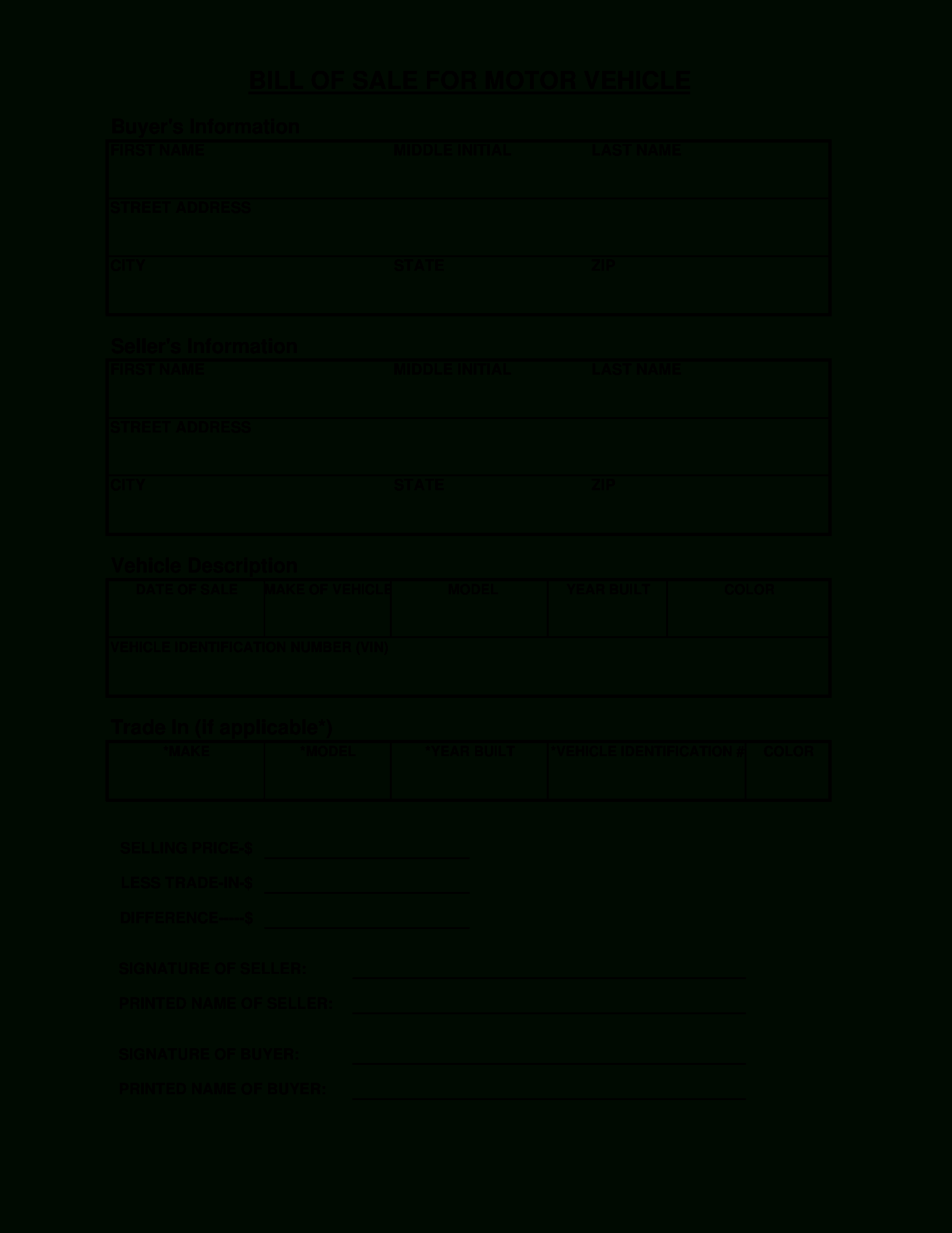 New Vehicle Bill Of Sale Form.xls | Templates At In Automotive Bill Of Sale Template