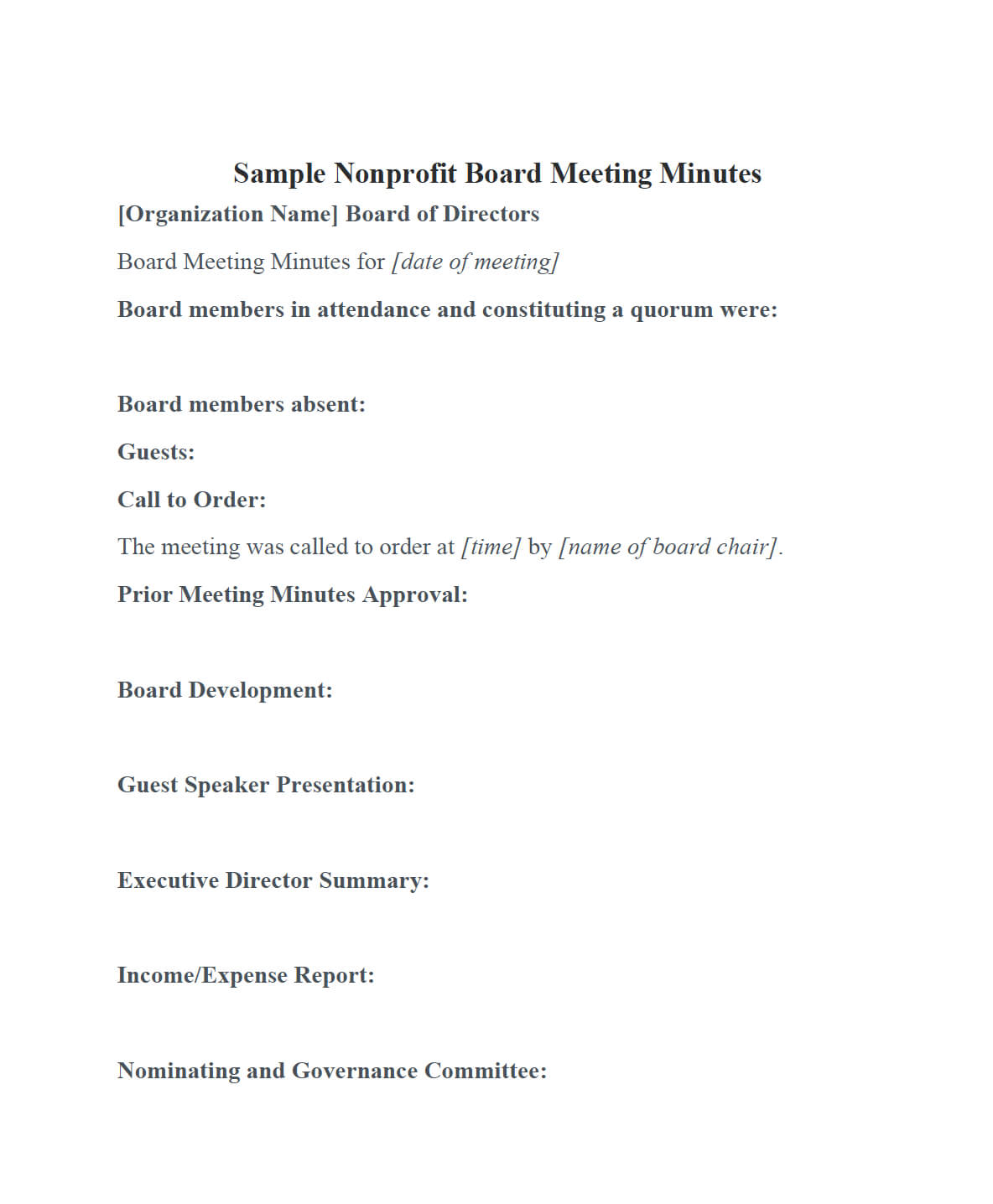 Nonprofit Board Meeting Minutes Template | Diligent Insights Regarding Board Of Directors Meeting Minutes Template