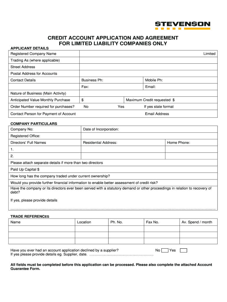 Nz Credit Application Form - Fill Online, Printable Intended For Business Account Application Form Template