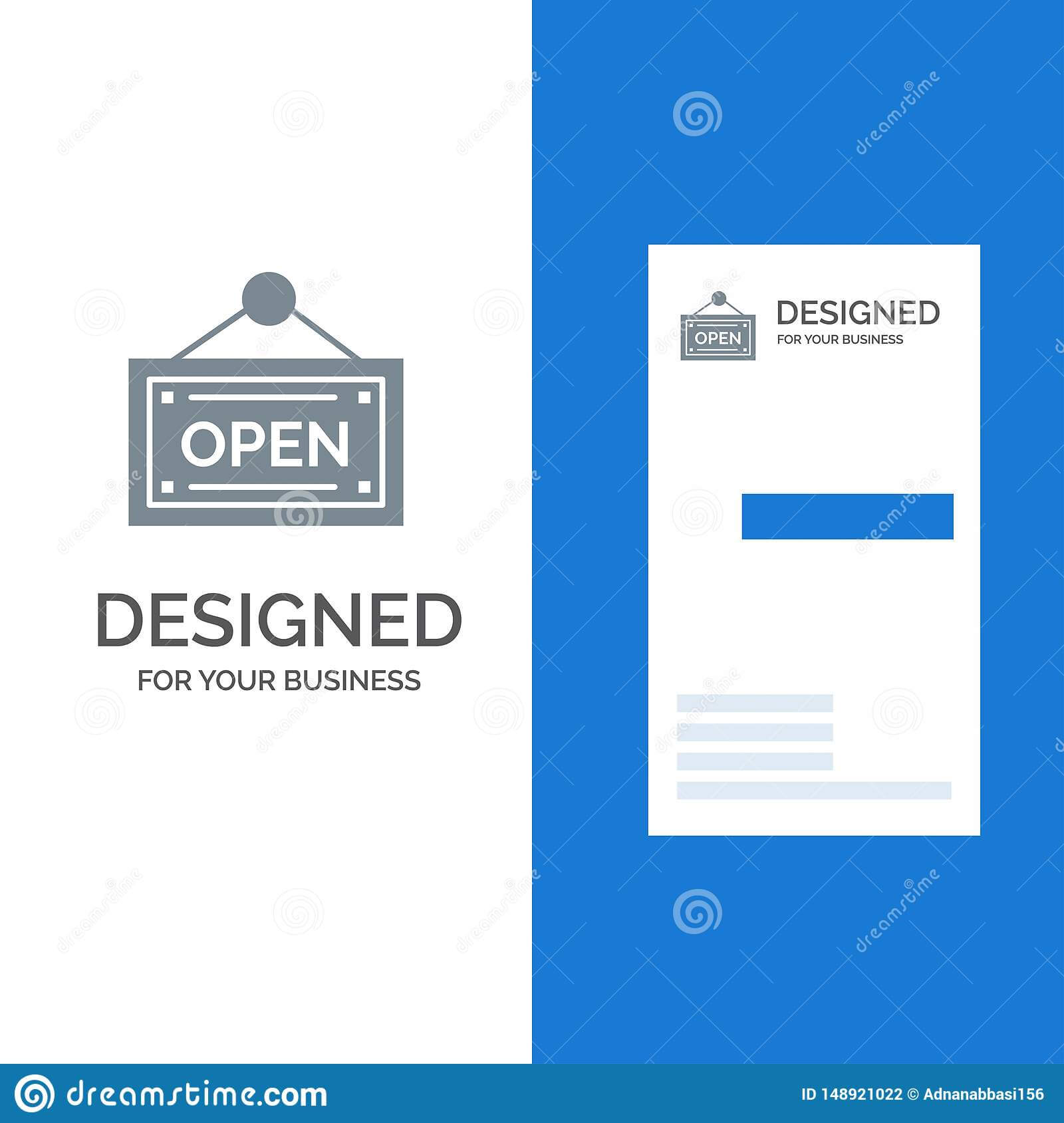 Open, Shop, Board Grey Logo Design And Business Card Within Business Card Template Open Office