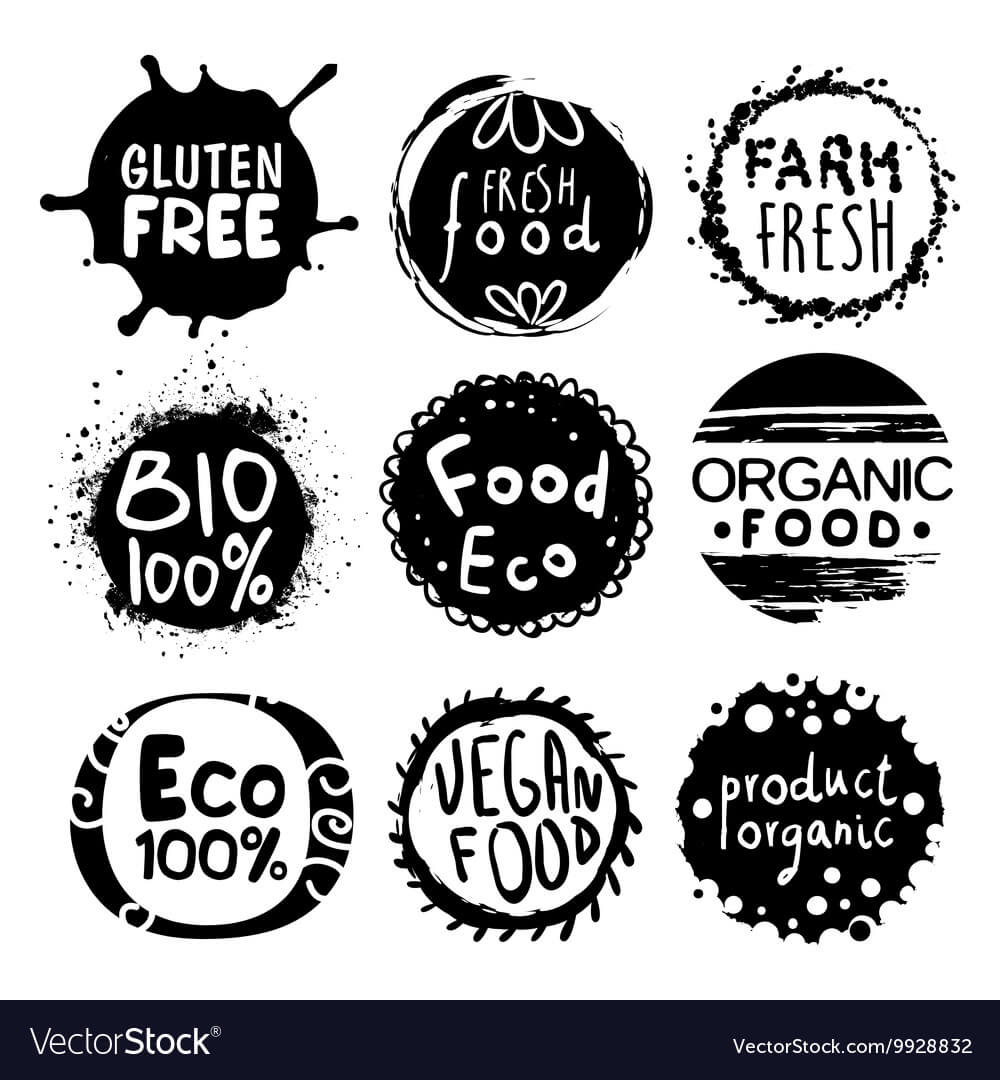 Organic Bio Food Black And White Label Set Pertaining To Black And White Label Templates