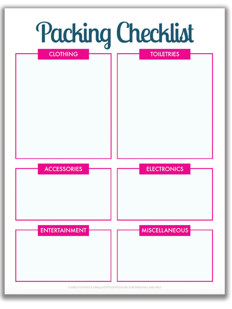 Organized Travel: A Free Printable Packing List For Your Within Blank Packing List Template