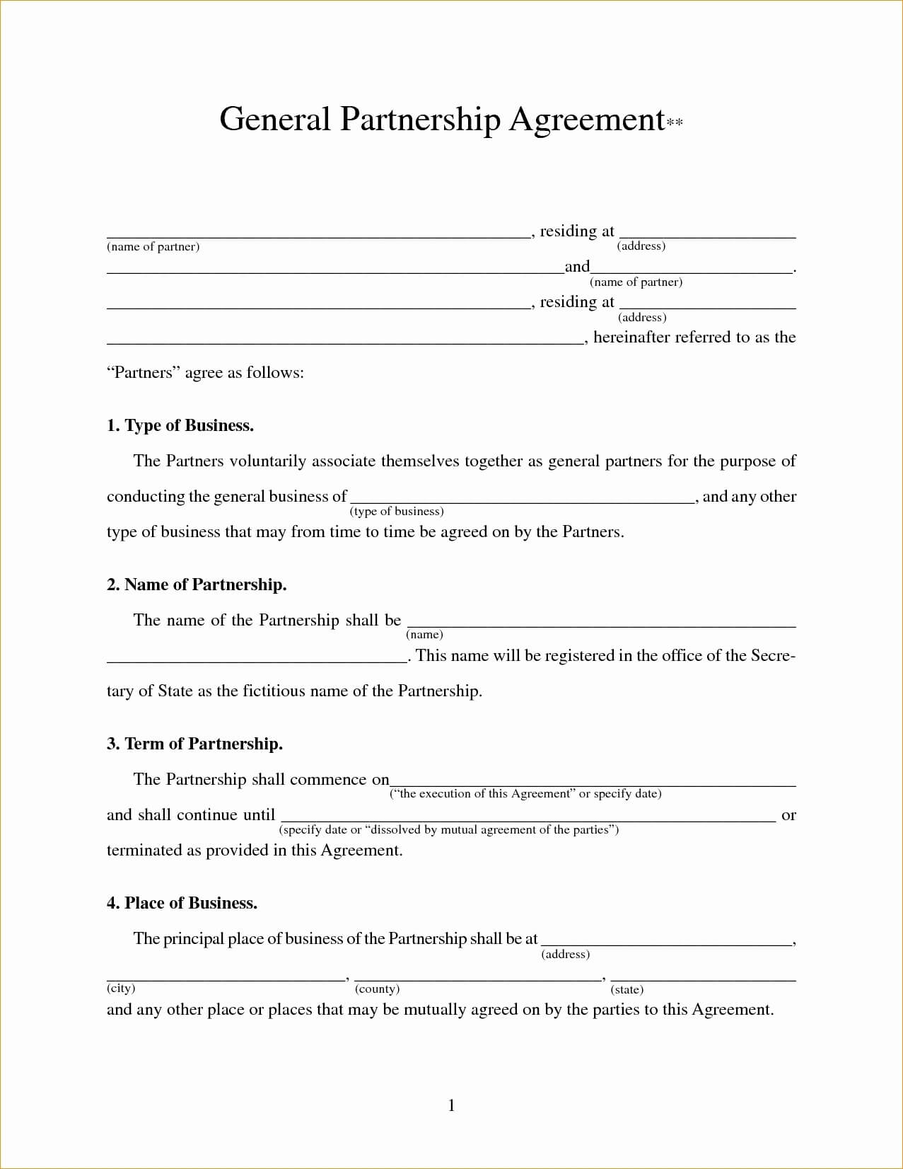 Partnership Contract Template | Contract Templates Throughout Business Partnership Contract Template Free