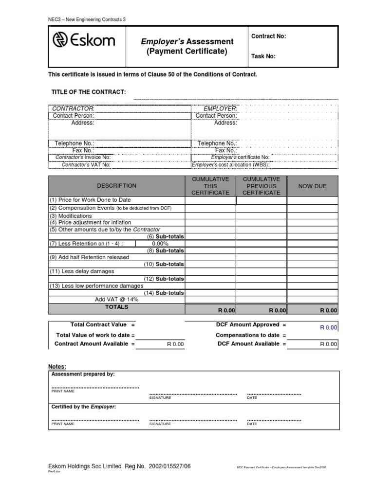 Payment Certificate Template - Docshare.tips Regarding Certificate Of Payment Template