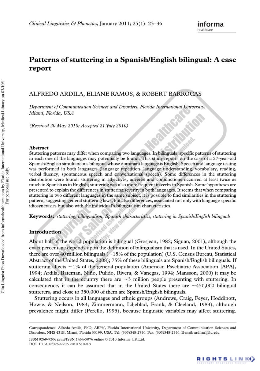 Pdf) Patterns Of Stuttering In A Spanish/english Bilingual With Regard To Book Report Template In Spanish