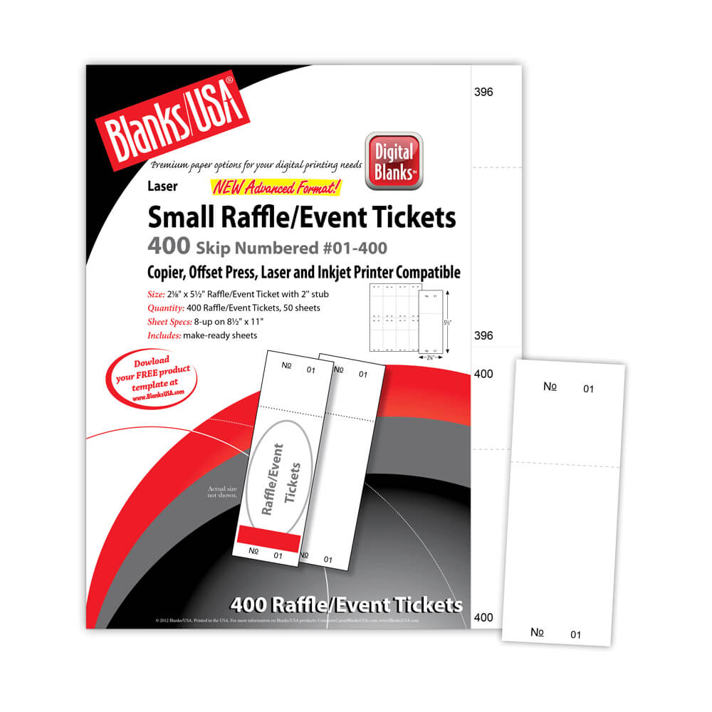 Pm Sku: Lts805B6Wh) – Raffle Tickets, Numbered, White, 2 1/8 Within Blanks Usa Templates