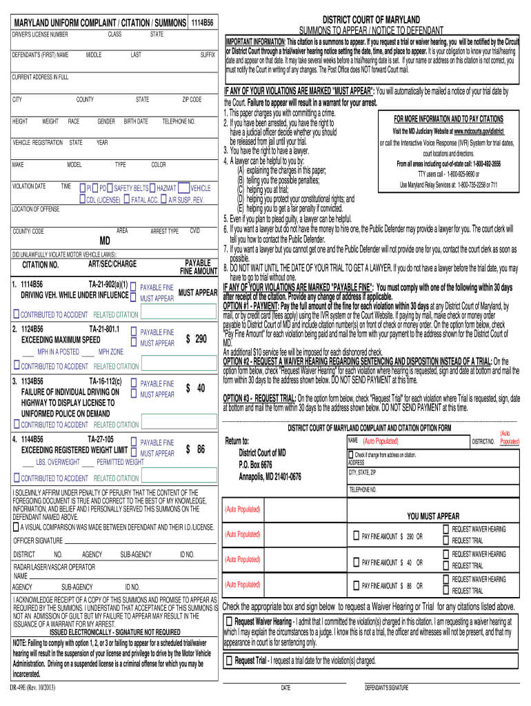 Police Citation Template – Fill Online, Printable, Fillable For Blank Speeding Ticket Template