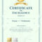 Portrait Certificate Of Excellence Template With Award Ribbon.. Intended For Award Of Excellence Certificate Template