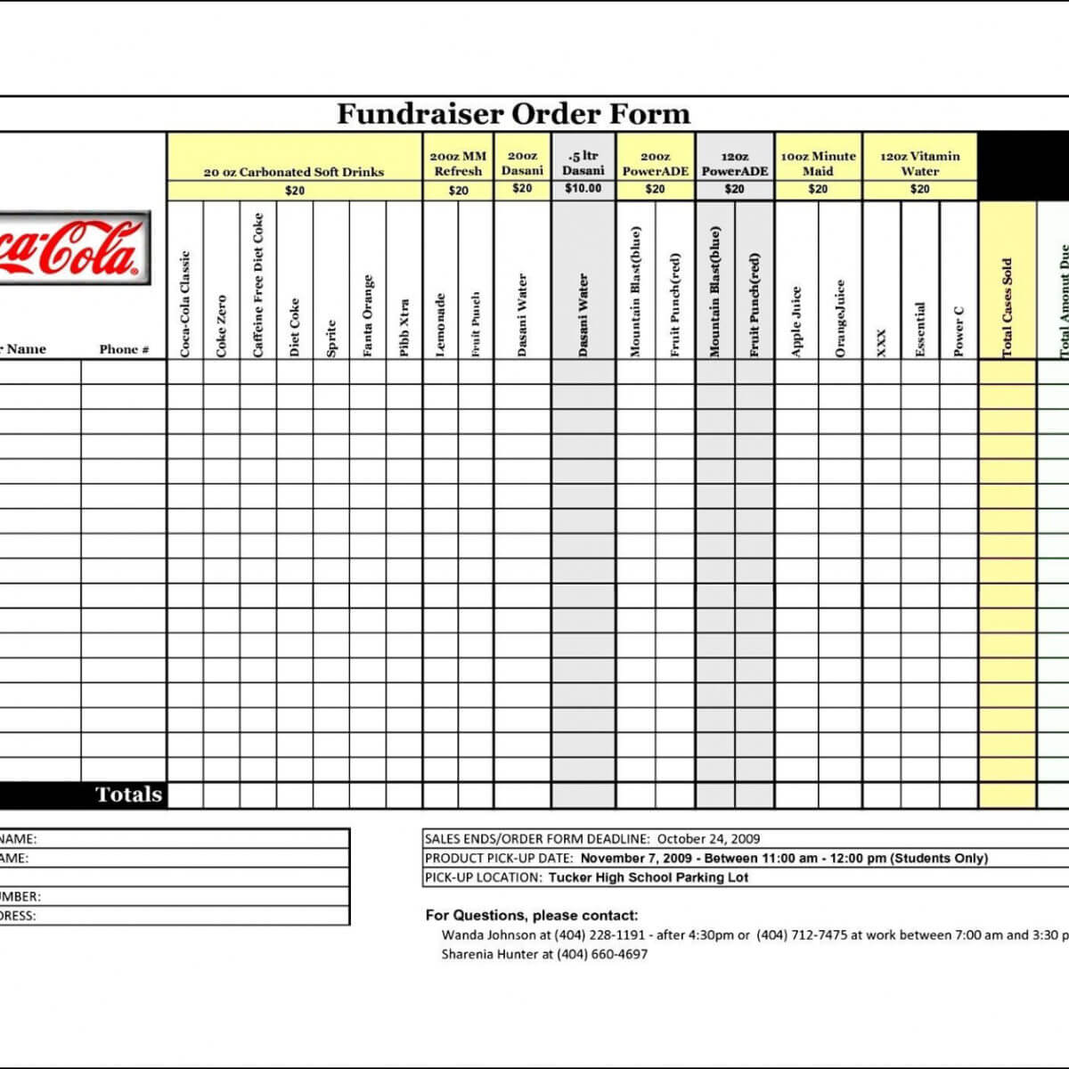 Printable 001 Fundraiser Order Form Template Incredible Inside Blank Fundraiser Order Form Template