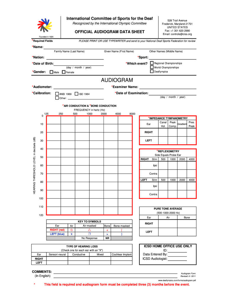 Printable Blank Audiogram Form - Fill Online, Printable For Blank Audiogram Template Download