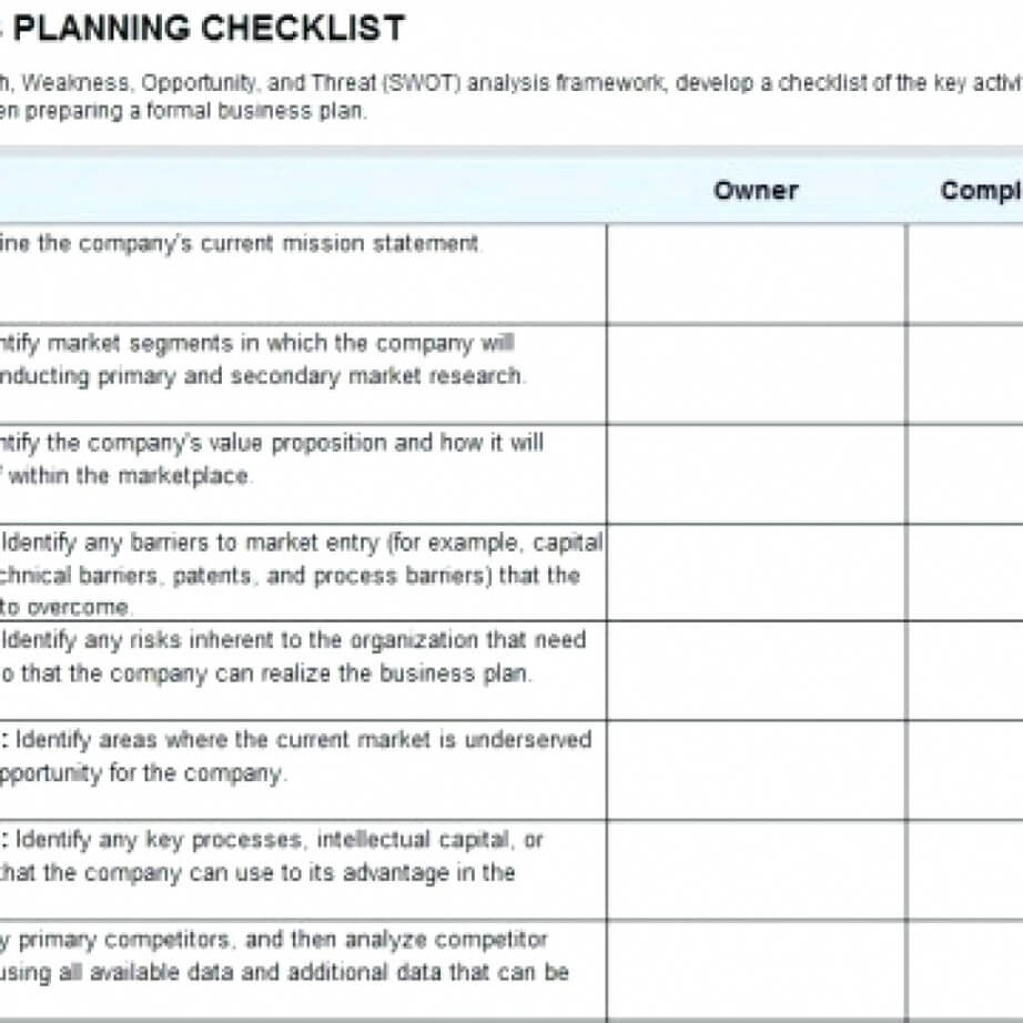 Printable Checklist Template Samples Business Continuity Regarding Business Continuity Checklist Template