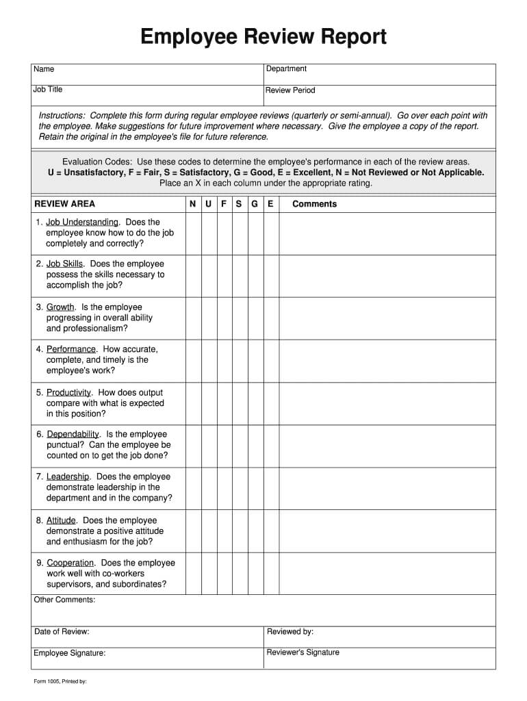 Printable Employee Review Forms – Fill Online, Printable Throughout Blank Evaluation Form Template