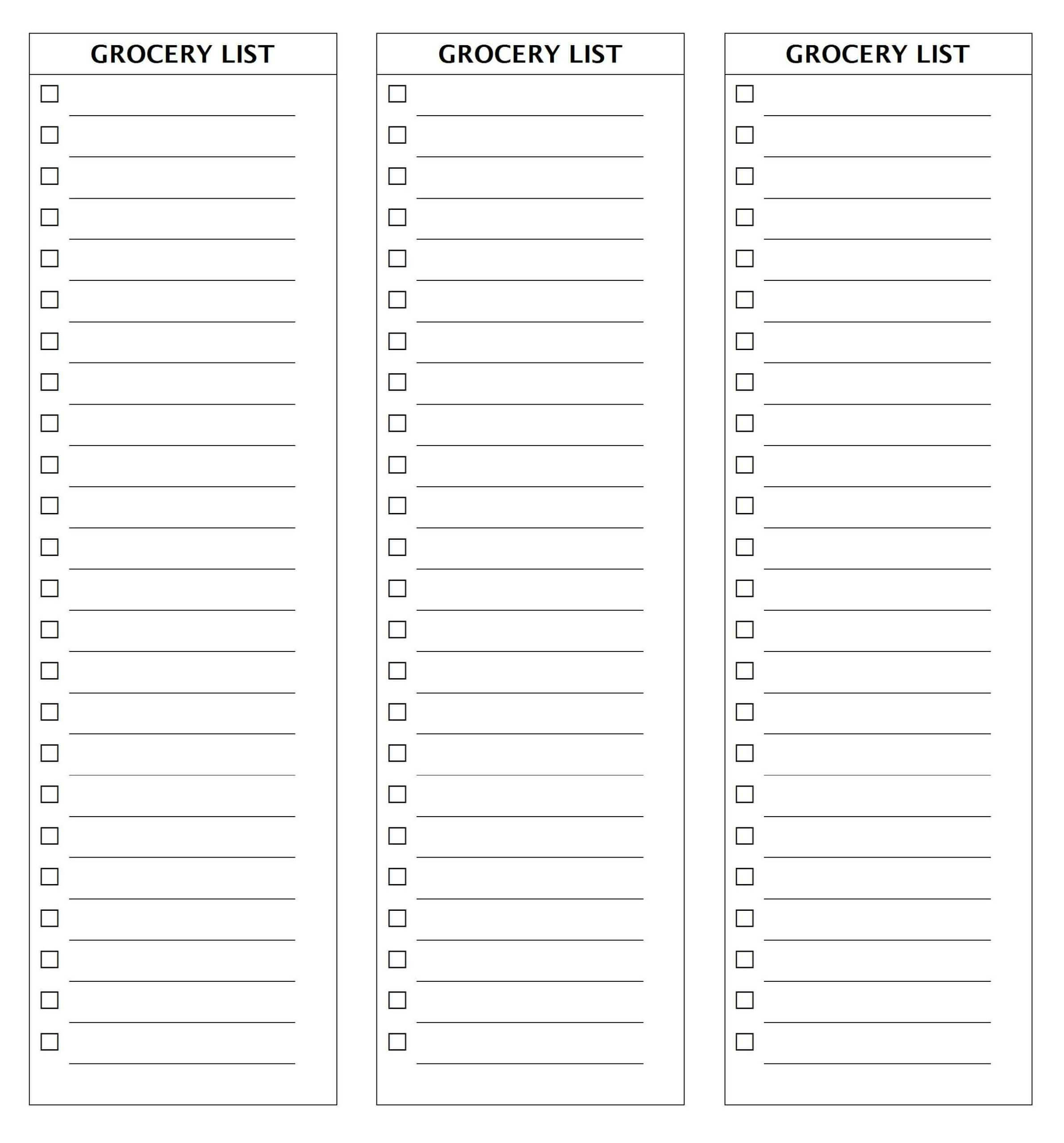 Printable Grocery Lists From Keepandshare Com Download Intended For Blank Grocery Shopping List Template