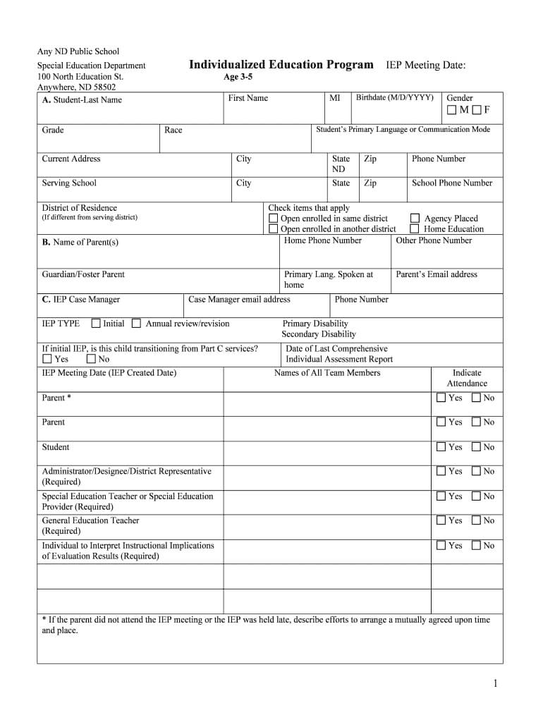 Printable Iep Templates - Fill Online, Printable, Fillable Within Blank Iep Template