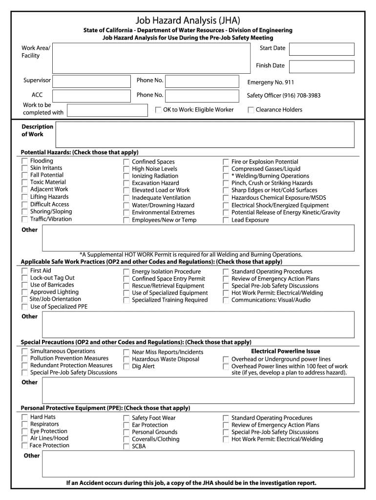 Printable Job Safety Analysis Forms – Fill Online, Printable In Activity Hazard Analysis Template