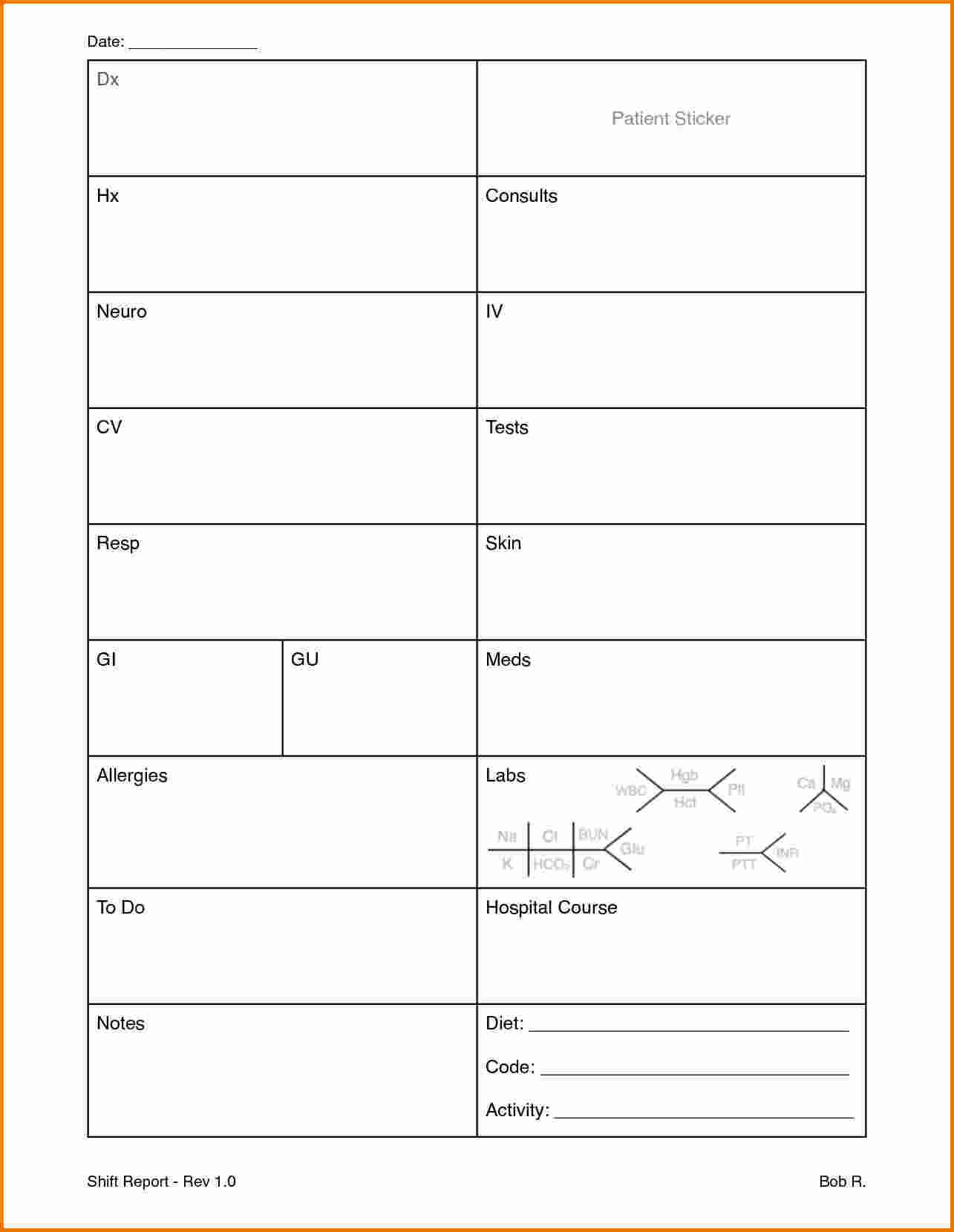 Printable Nurse Report Sheets That Are Critical | Darryl's Blog With Regard To Charge Nurse Report Sheet Template