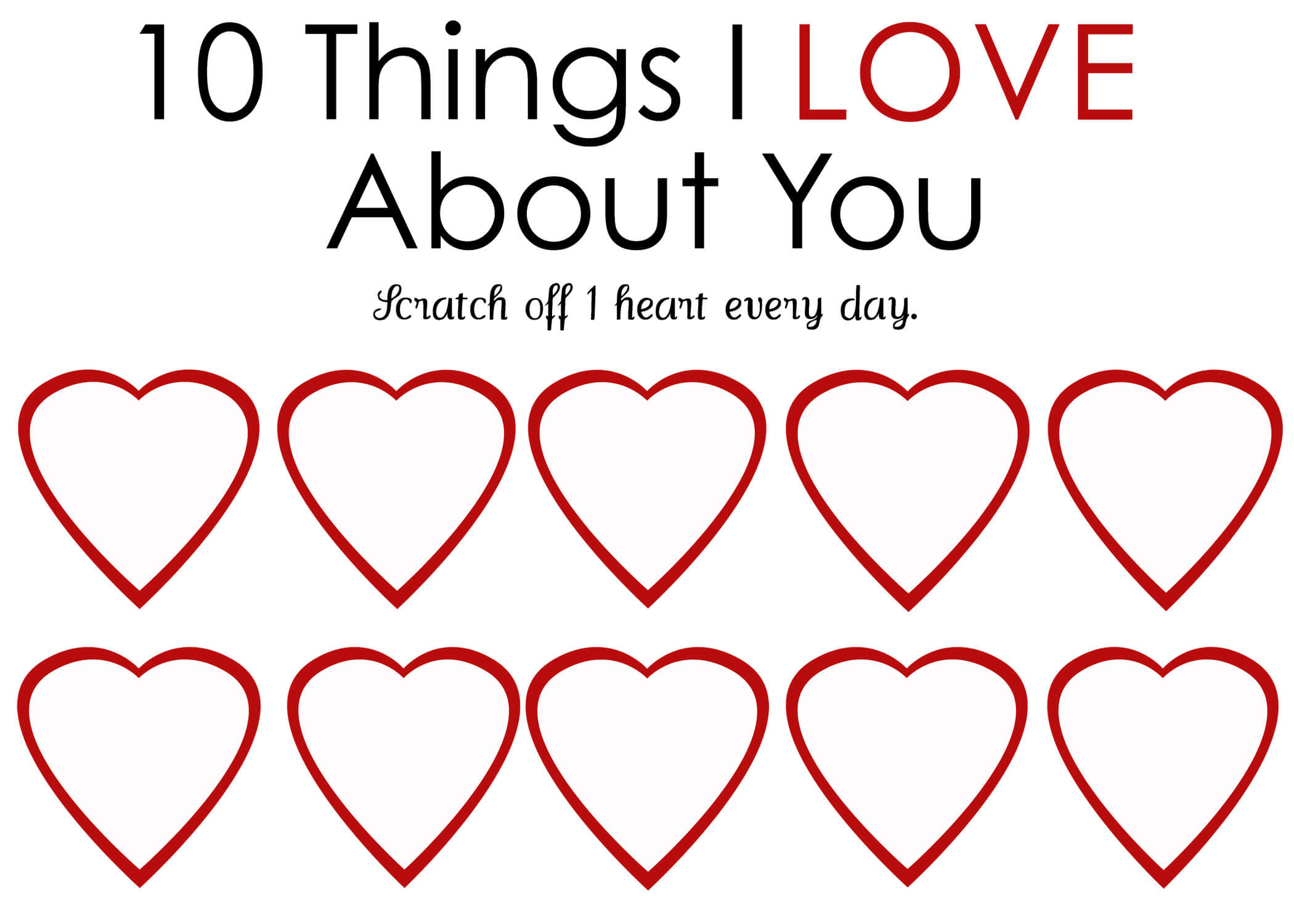 Printable Scratch Off Card {Easy Peasy Valentine} Within 52 Things I Love About You Cards Template