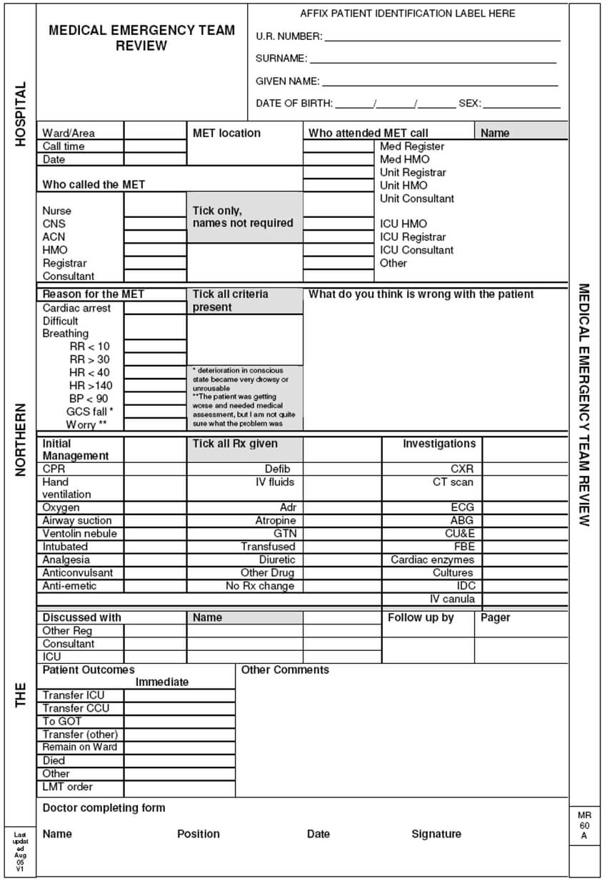 Pro Forma Document (Case Report Form) Used To Record The Inside Case Report Form Template