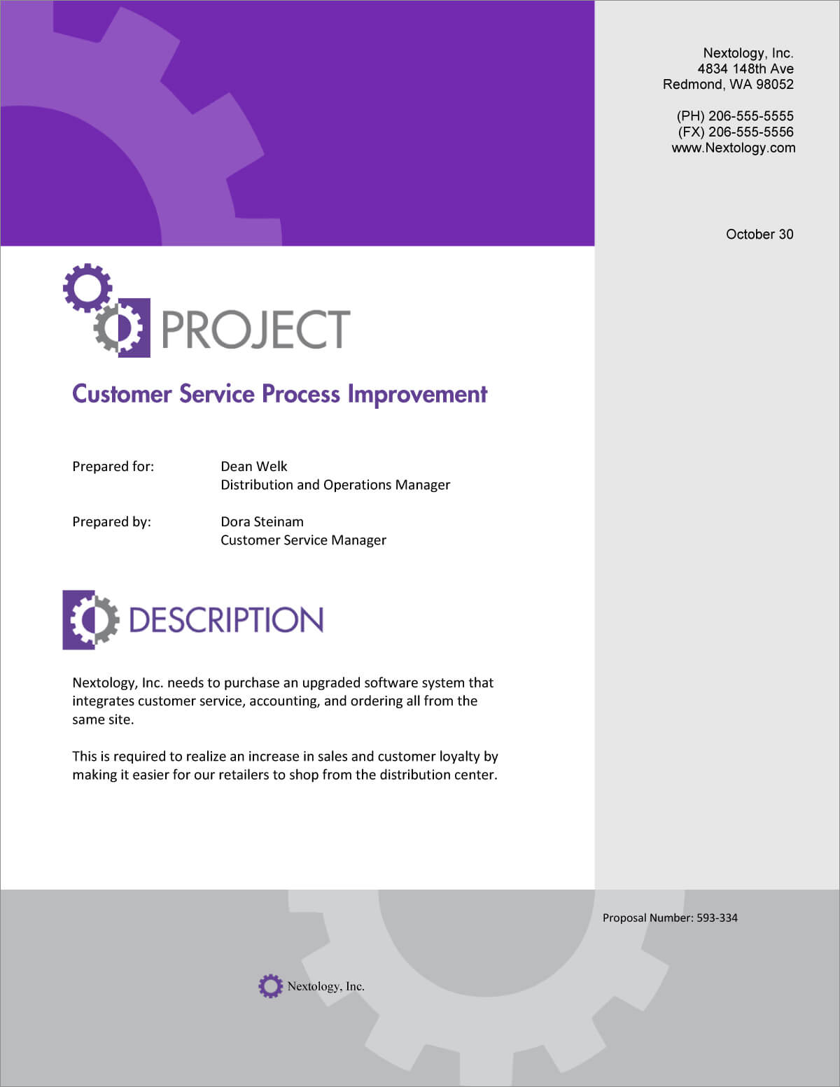 Process Improvement Sample Proposal – 5 Steps Throughout Business Improvement Proposal Template