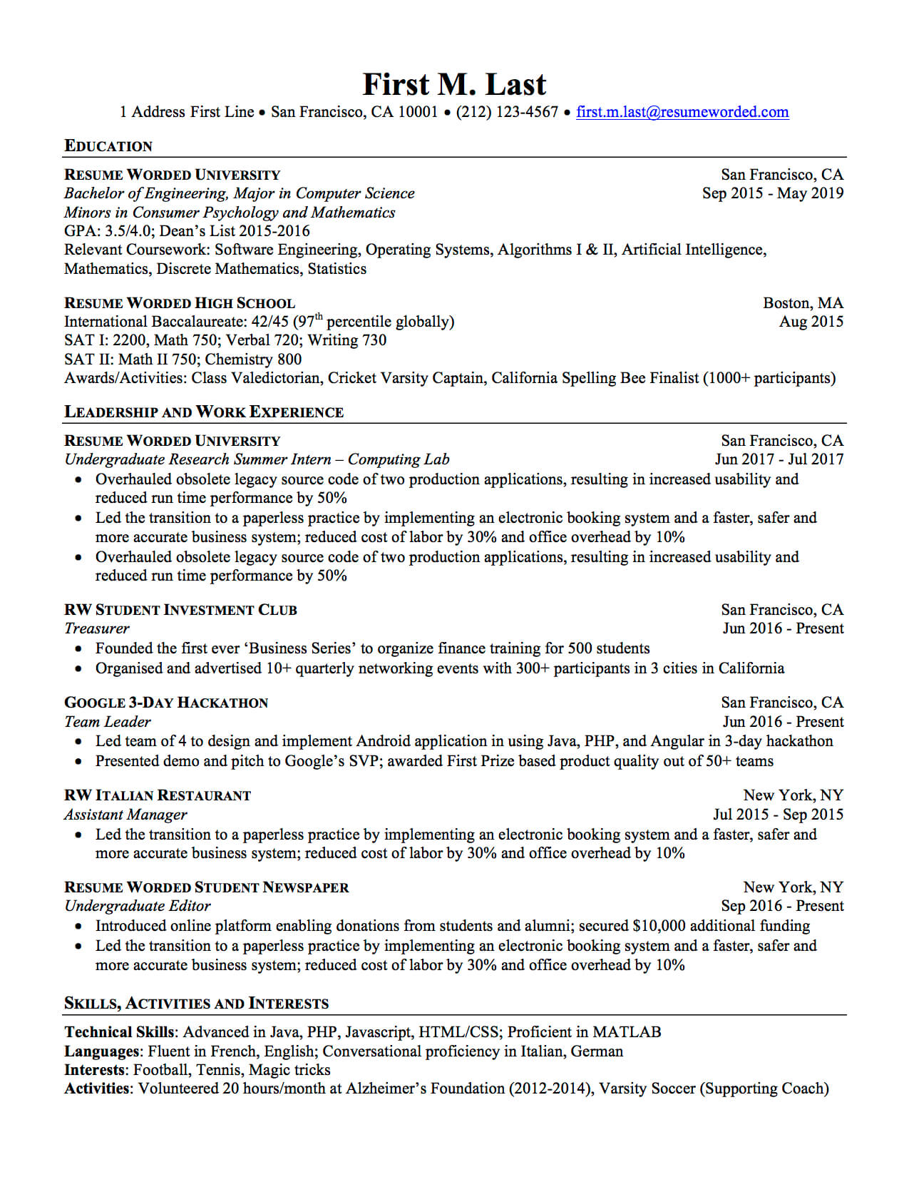 Professional Ats Resume Templates For Experienced Hires And In Ats Friendly Resume Template