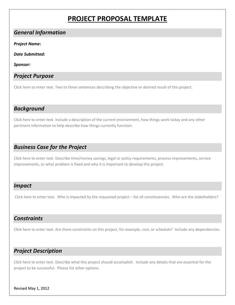 Project Proposal Template Intended For Business Improvement Proposal Template