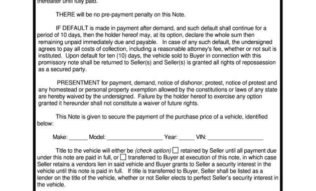 Promissory Note For Vehicle Purchase - Fill Online with regard to Auto Promissory Note Template