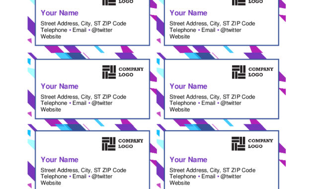 Purple Graphic Business Cards with Business Cards Templates Microsoft Word