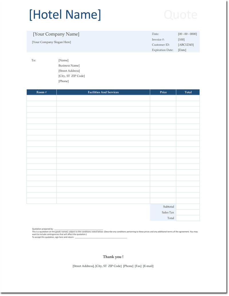 Quote Forms Template Free Unique Quotation Templates With Regard To Blank Estimate Form Template